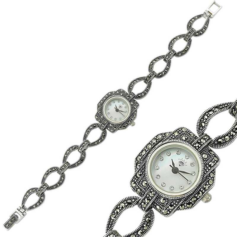 Silver Marcasite Stone Women’s Watch