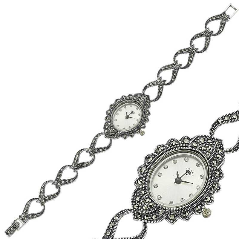 Silver Marcasite Stone Women’s Watch