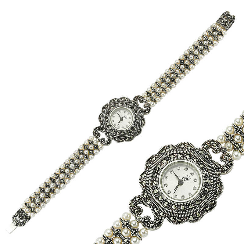 Silver Marcasite Stone Women’s Watch