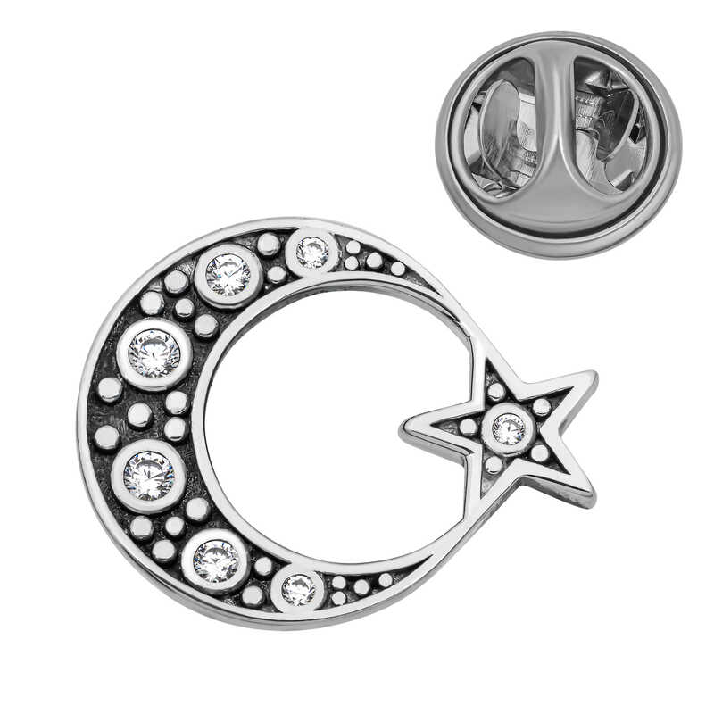 Silver Crescent Star Badge