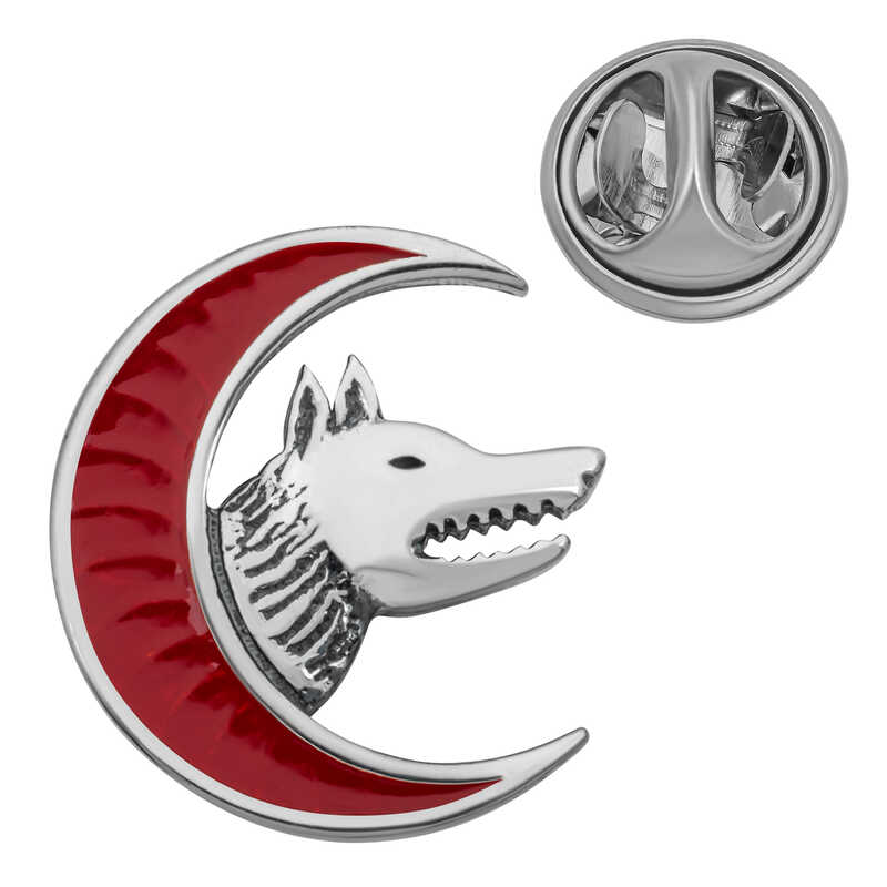 Grey Wolf Badge with Silver Moon Motif