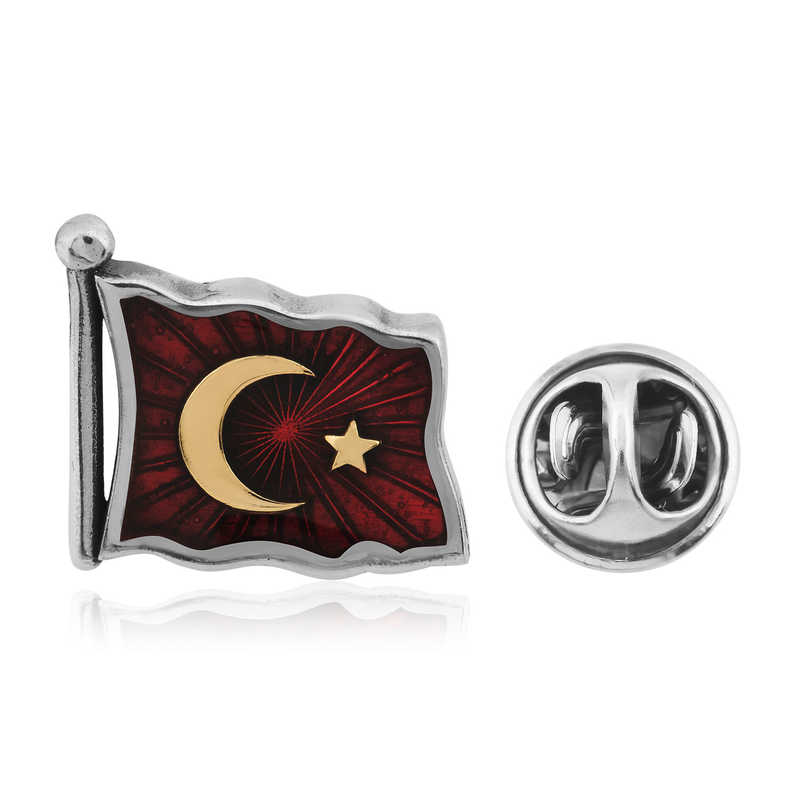 Silver Turkish Flag Badge