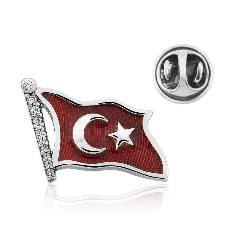 Silver Turkish Flag Badge
