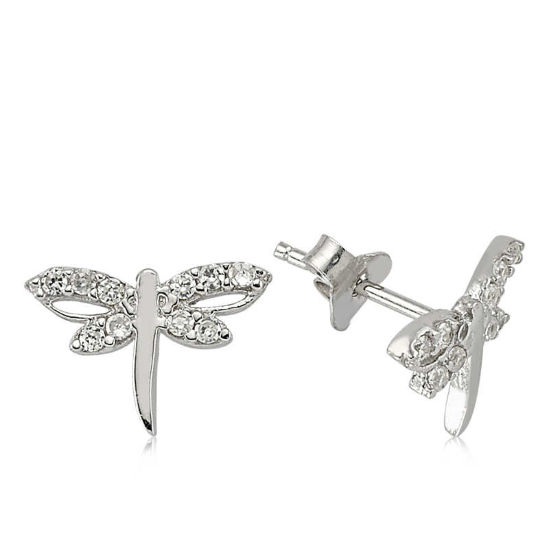 Silver Dragonfly Stud Earrings