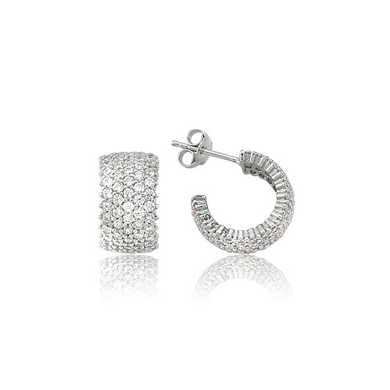 Silver Five-Row White Tambour Earrings