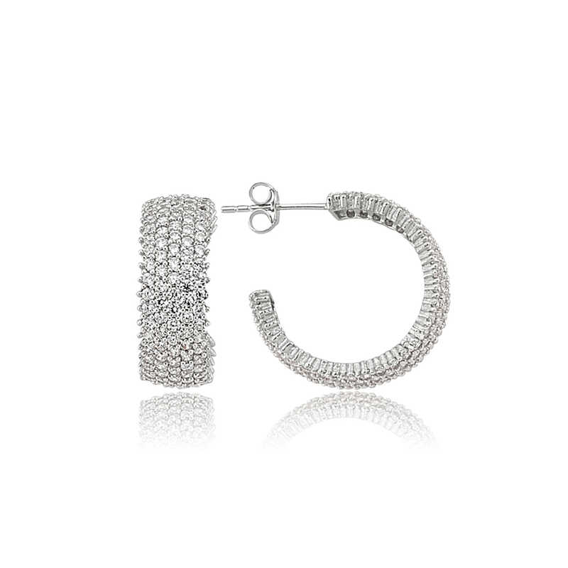 Silver Five Row White Eternity Earrings