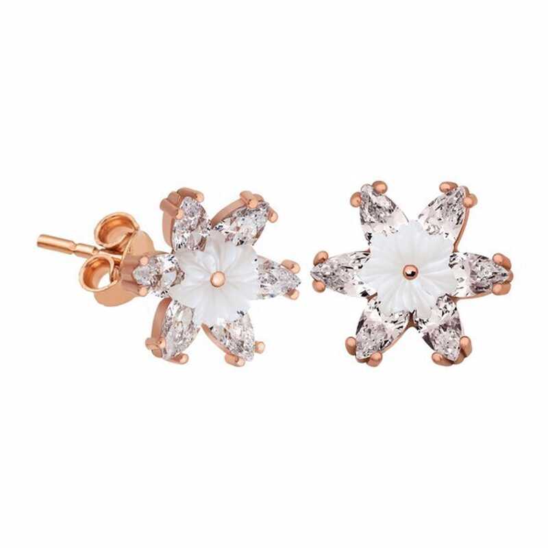 Silver White Lotus Flower Earrings