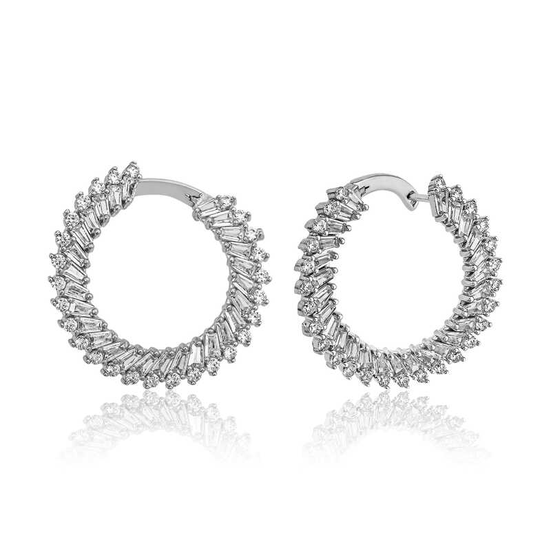 Silver Trapezoid Stone Women’s Earrings