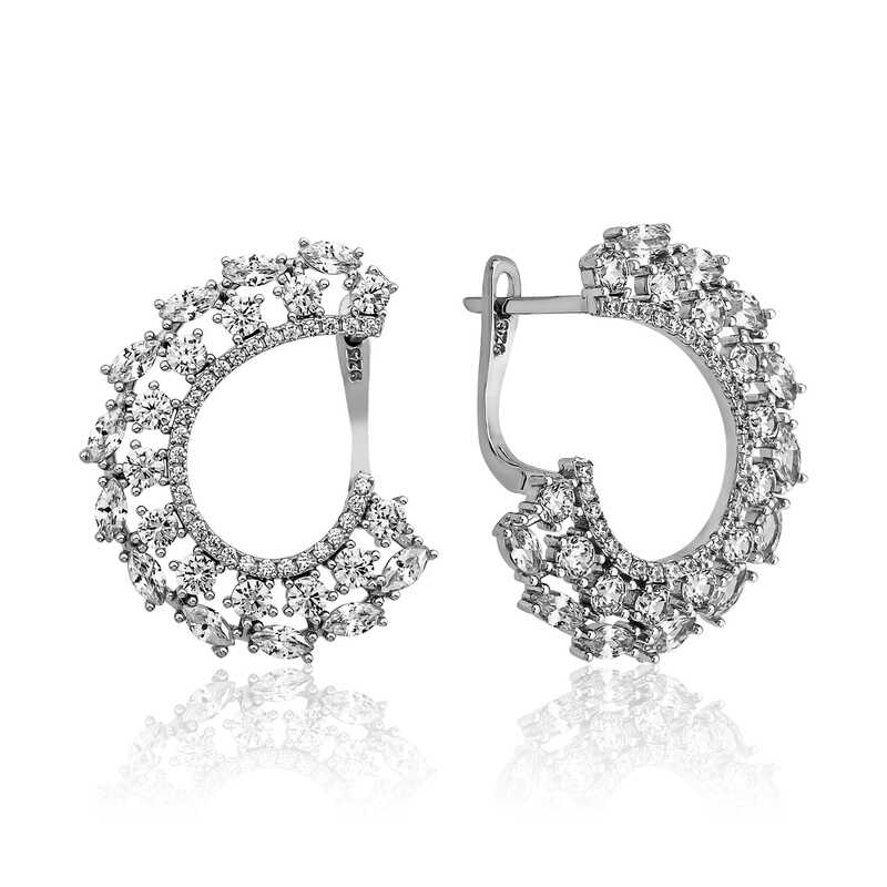 Silver Marquise Stone Women’s Earrings