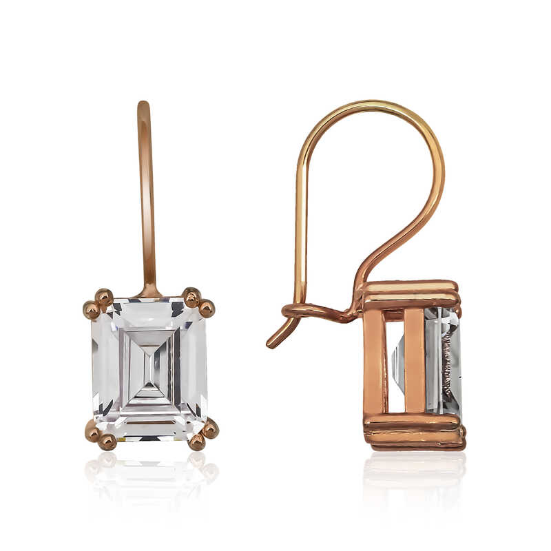 Silver Dangle Baguette Stone Women’s Earrings