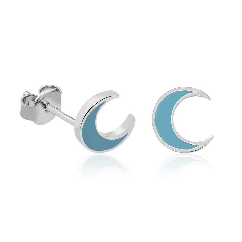 Silver Fluorescent Blue Moon Earrings