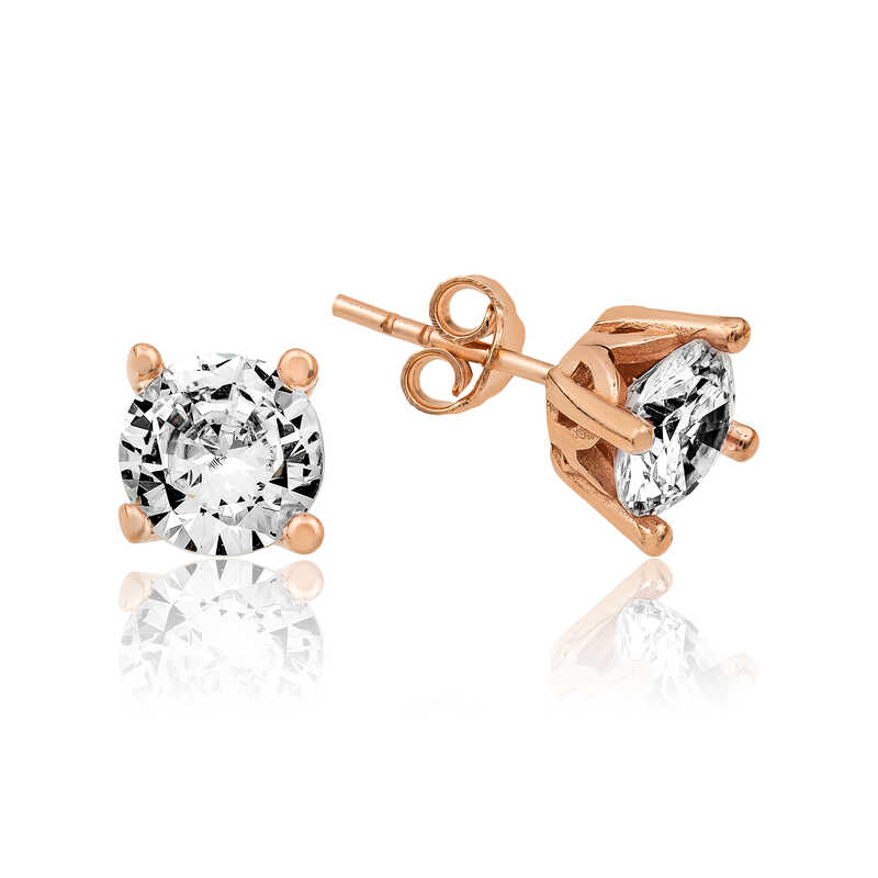 Silver Rose Single Stone Earrings