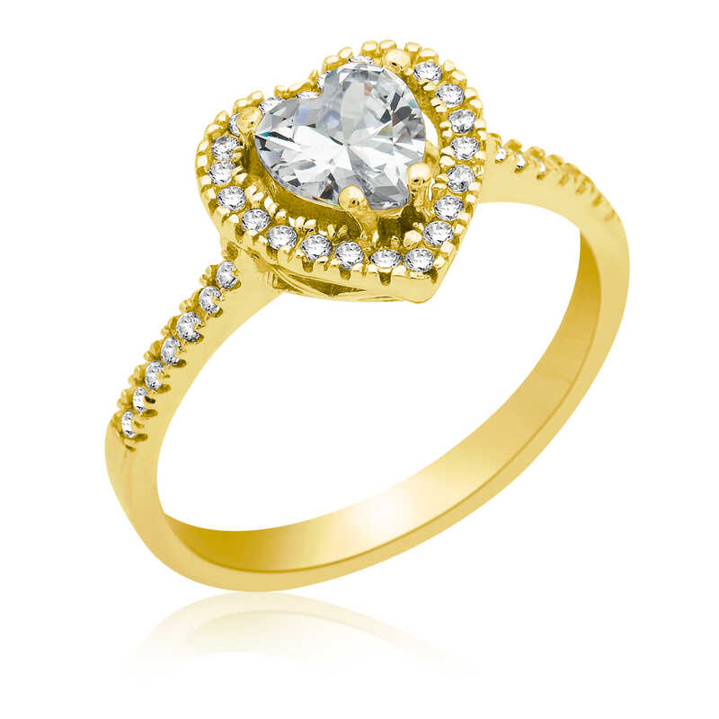 Silver Gold Heart Women’s Ring