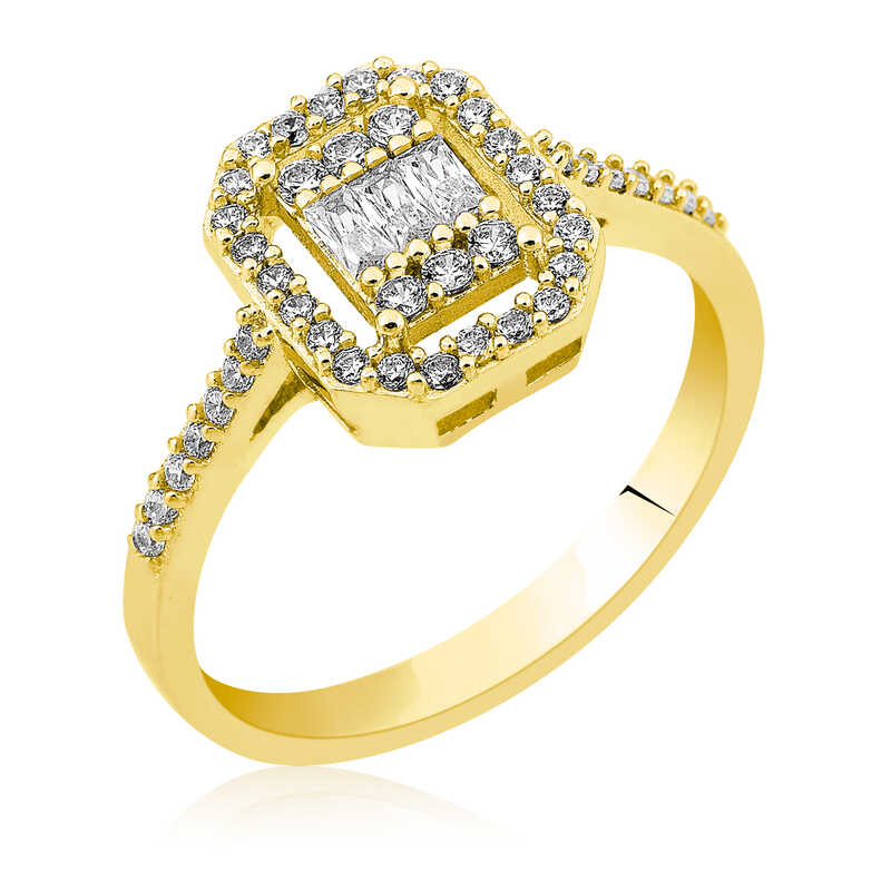 Silver Baguette Cut Gold Women’s Ring