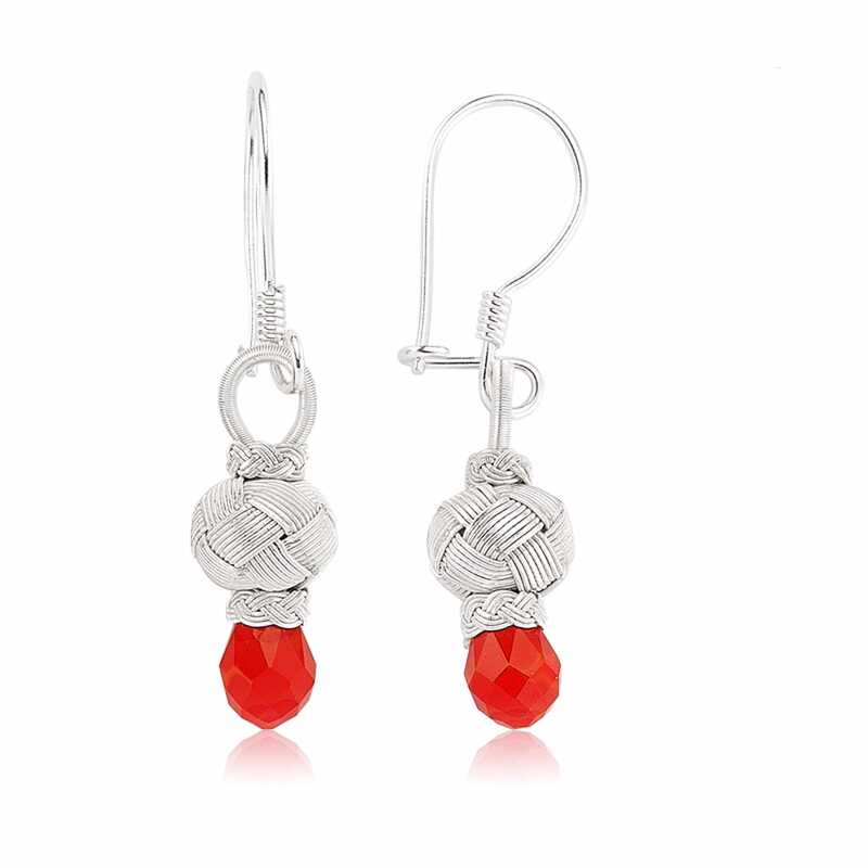 Silver Red Stone Kazaz Women’s Earrings