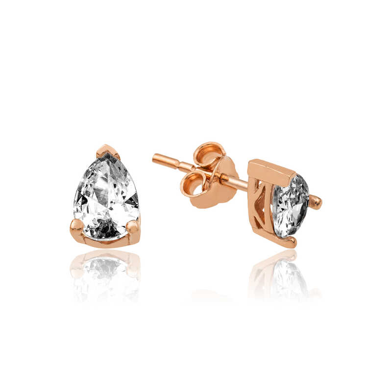 Silver Rose Drop Stone Earrings