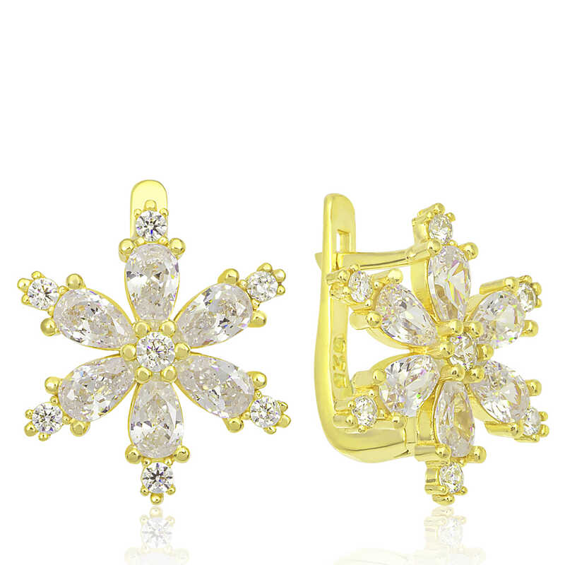 Silver Gold White Lotus Flower Women’s Earrings