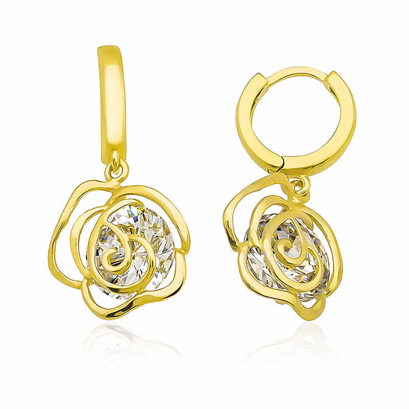 Silver Dangle Rose Women’s Earrings