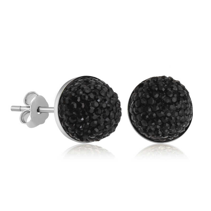 Silver Black Crystal Stud Women’s Earrings