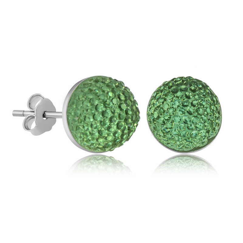 Silver Green Crystal Stud Women’s Earrings
