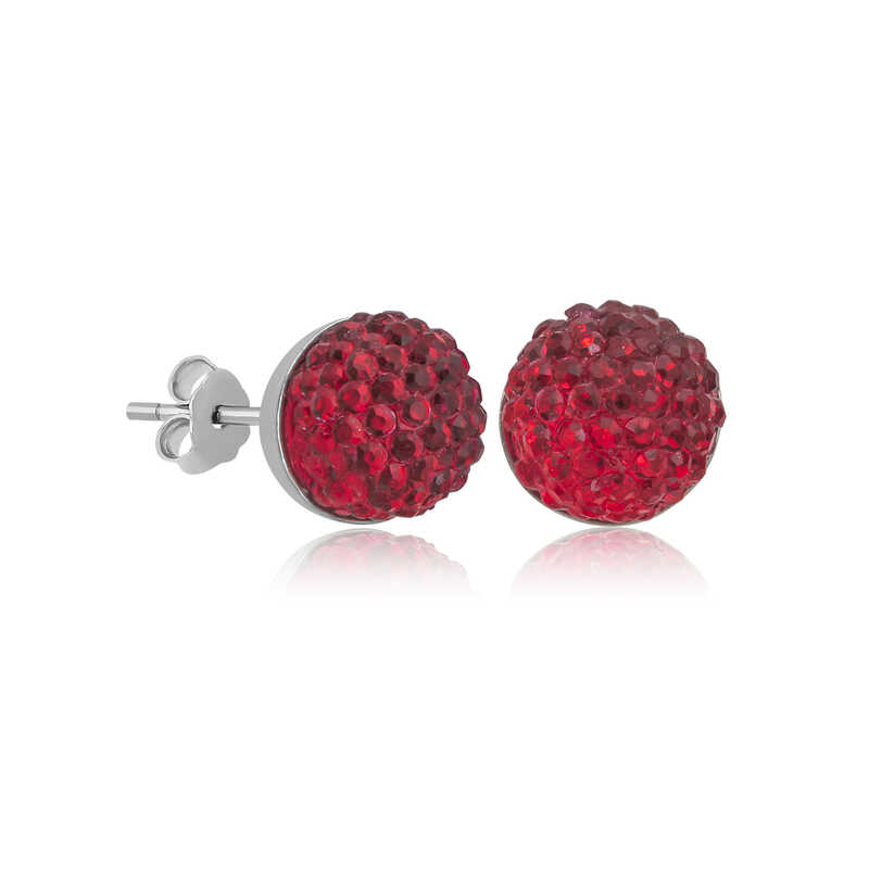 Silver Red Crystal Stud Women’s Earrings