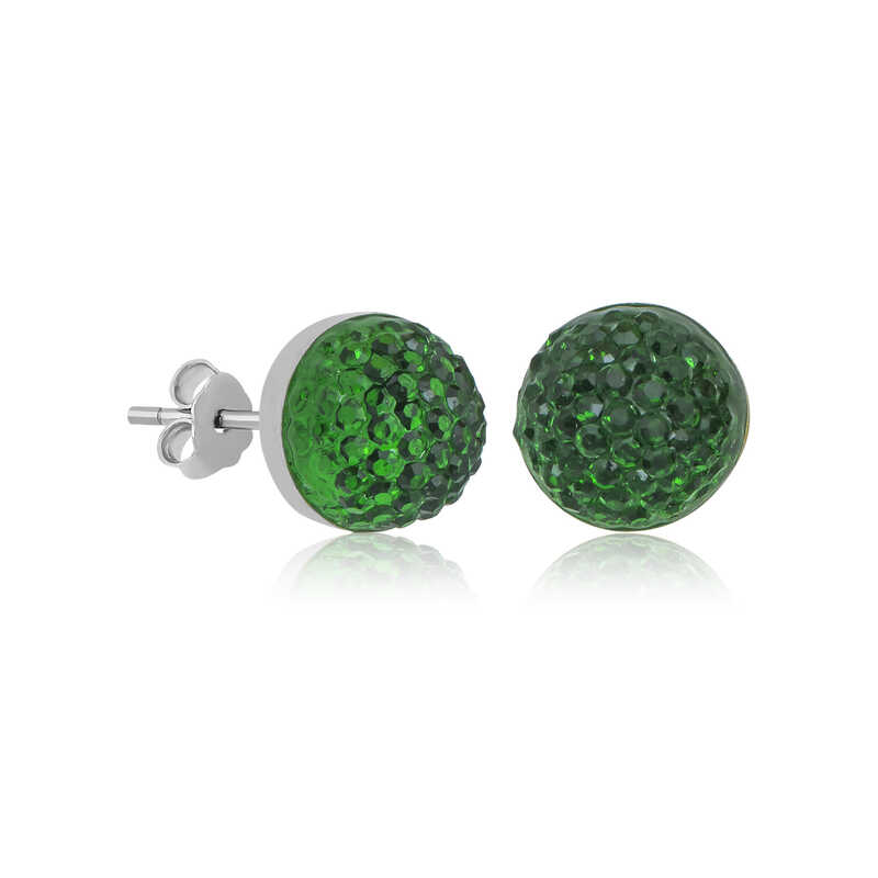 Silver Green Crystal Stud Women’s Earrings