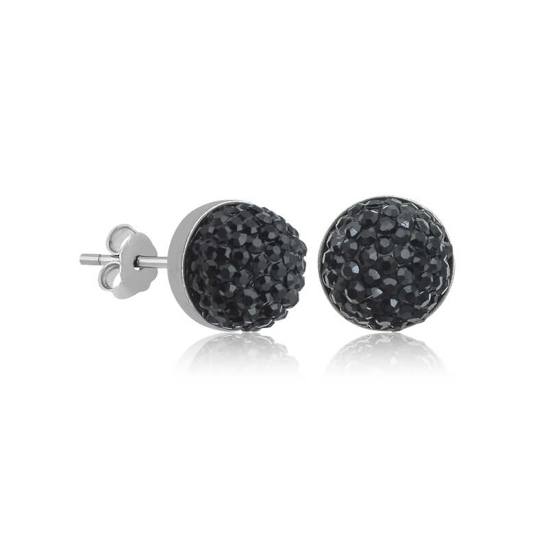 Silver Black Crystal Stud Women’s Earrings