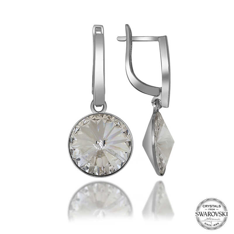 Swarovski Crystal Stone Silver White Dangle Women’s Earrings