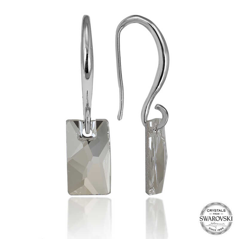 Swarovski Crystal Stone Silver White Baguette Dangle Women’s Earrings
