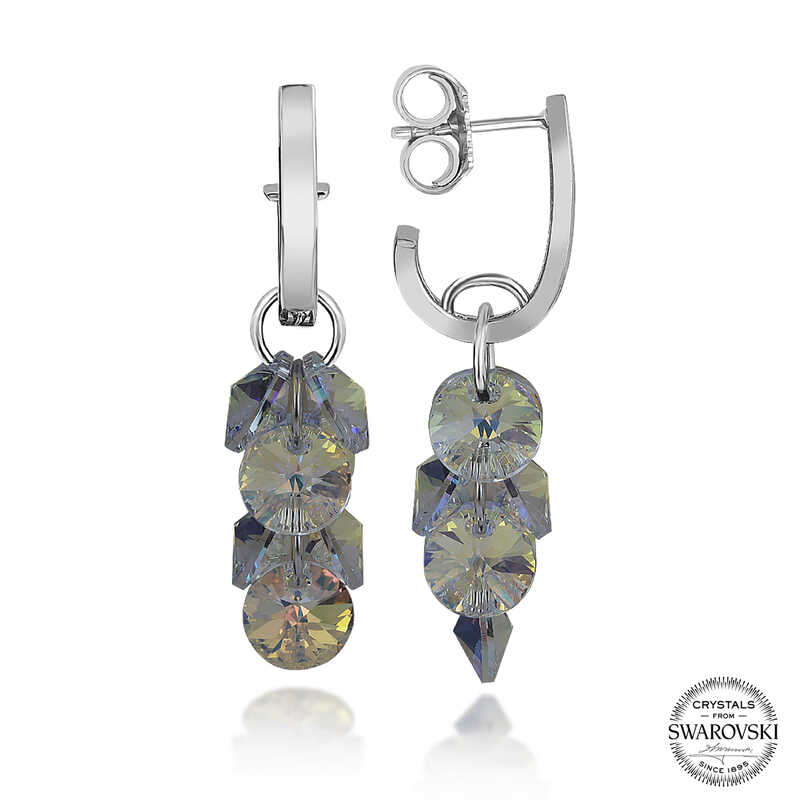 Swarovski Crystal Stone Silver Pendant Stud Earrings for Women