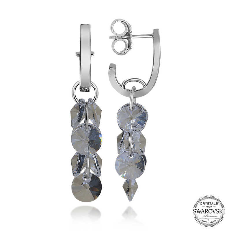 Swarovski Crystal Stone Silver Pendant Stud Earrings for Women