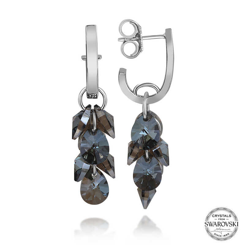 Swarovski Crystal Stone Silver Pendant Stud Earrings for Women