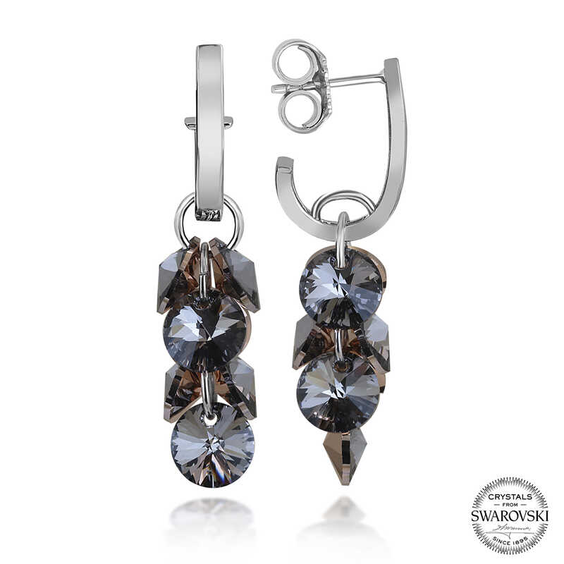 Swarovski Crystal Stone Silver Pendant Stud Earrings for Women
