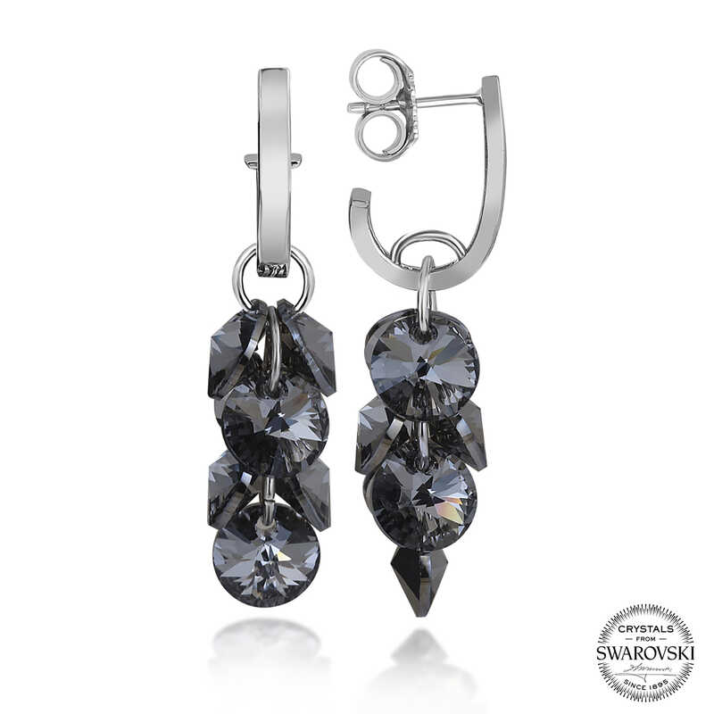 Swarovski Crystal Stone Silver Pendant Stud Earrings for Women
