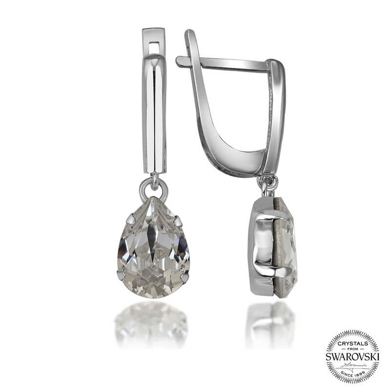 Swarovski Crystal Stone Silver Drop Dangle Women’s Earrings
