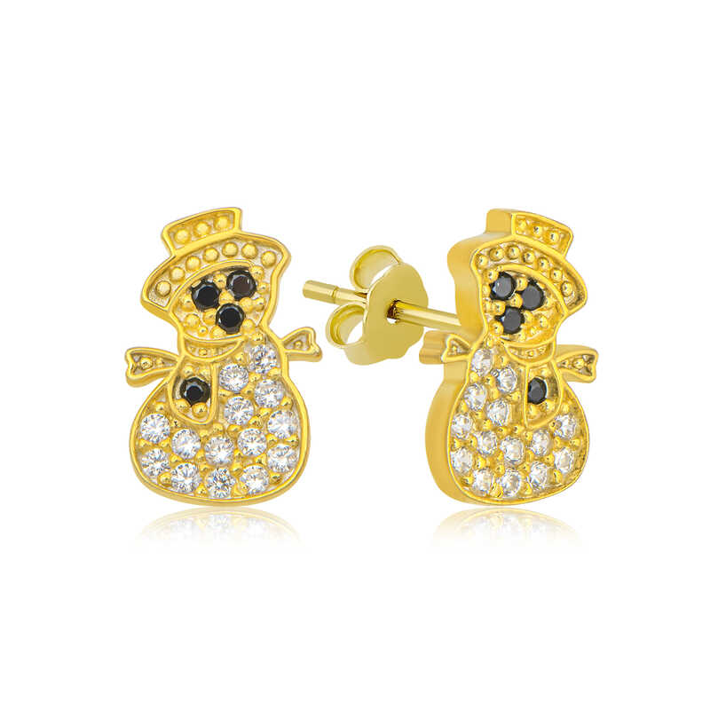 Silver Gold Snowman Women’s Earrings