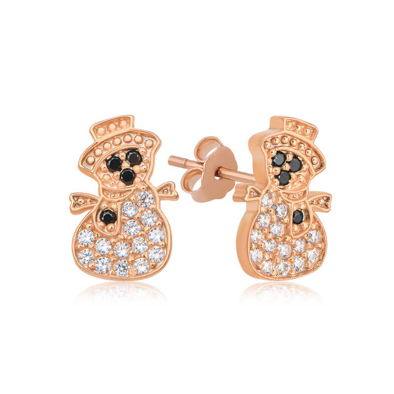 Silver Rose Snowman Women’s Earrings