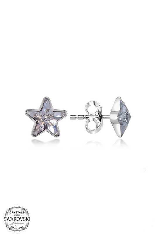 Swarovski Crystal Stone Silver Star Stud Women’s Earrings