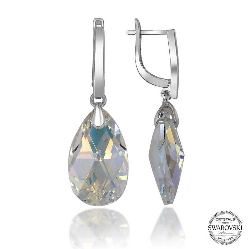 Swarovski Crystal Stone Silver Drop Dangle Women’s Earrings