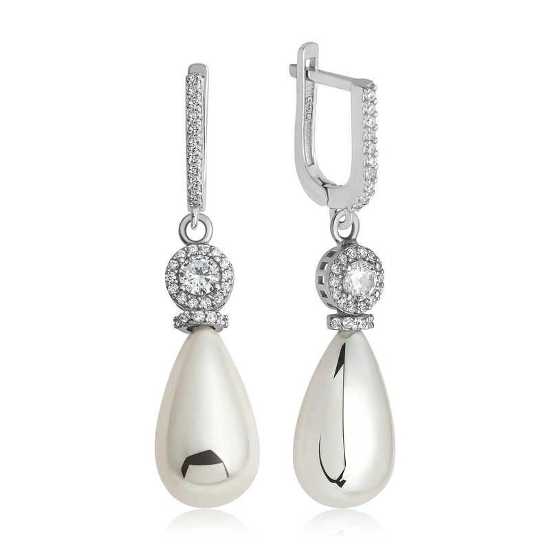 Silver Drop Pearl Women's Earrings