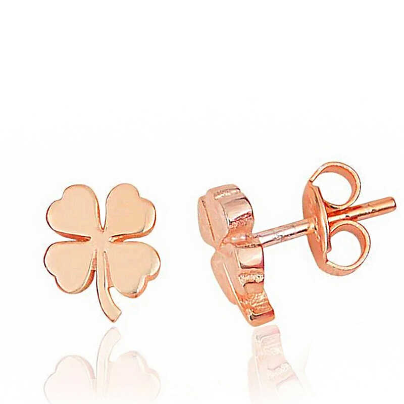 Silver Rose Clover Stud Women’s Earrings