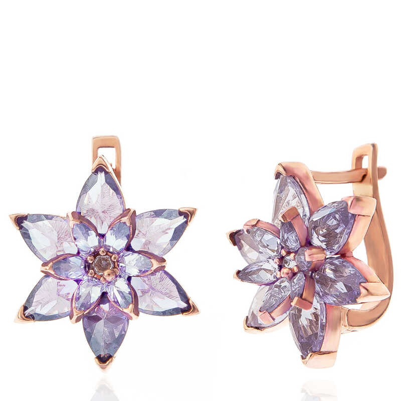 Silver Rose Lilac Lotus Flower Women’s Earrings