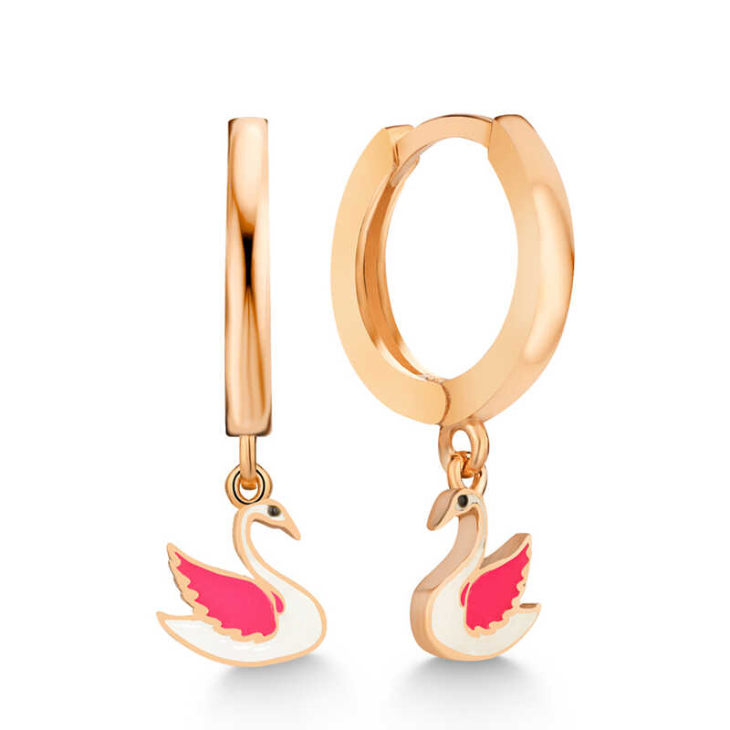 Silver Rose Swan Dangle Women’s Earrings
