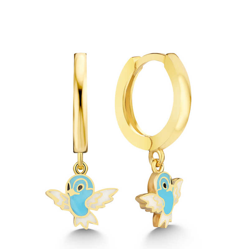 Silver Gold Blue Colored Dangle Bird Women’s Earrings