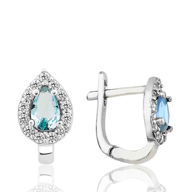 Silver Turquoise Stone Drop J Women’s Earrings