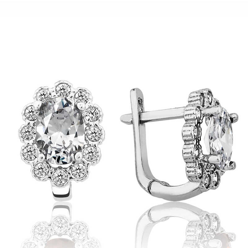 Silver White Flower Patterned J Women’s Earrings