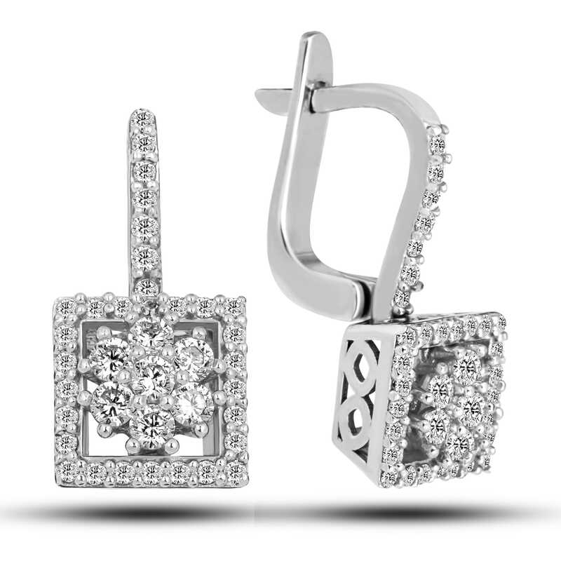 Silver Square Zircon Stone Women’s Earrings
