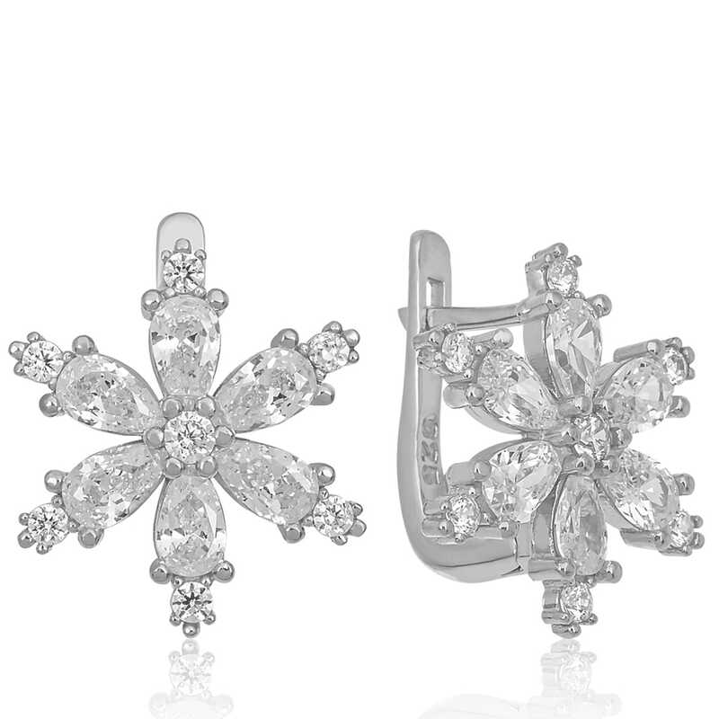 Silver White Lotus Flower Women’s Earrings