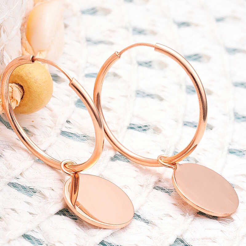 Silver Rose Dangle Hoop Women's Earrings