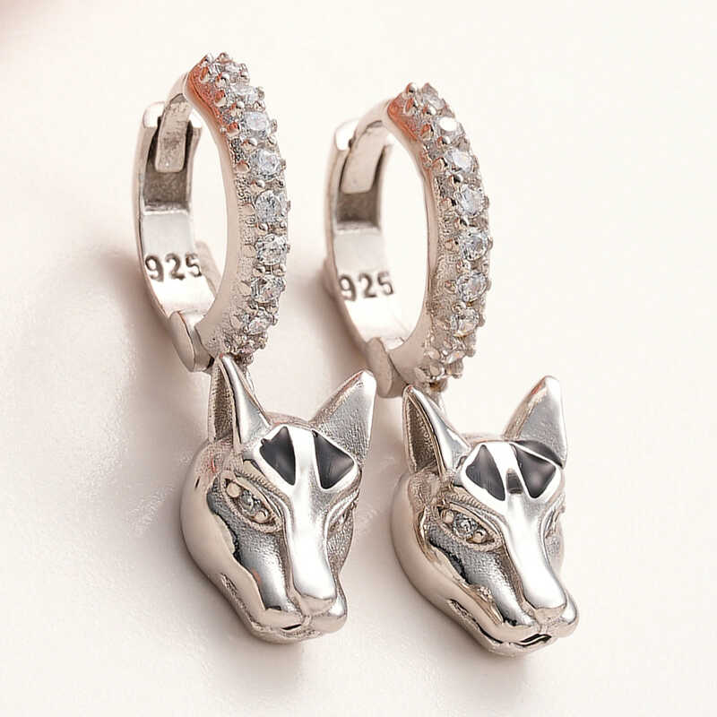 ​Silver Dangle Tiger Figured Women's Earrings